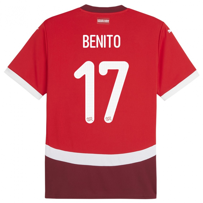 Enfant Maillot Suisse Loris Benito #17 Rouge Tenues Domicile 24-26 T-Shirt Suisse