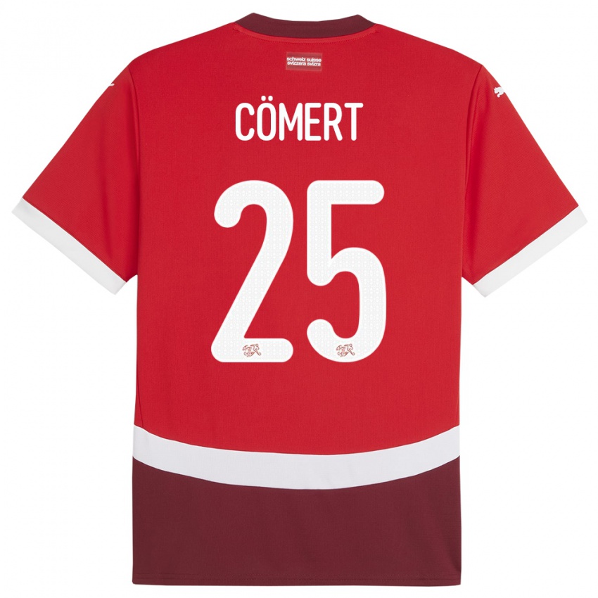 Enfant Maillot Suisse Eray Comert #25 Rouge Tenues Domicile 24-26 T-Shirt Suisse