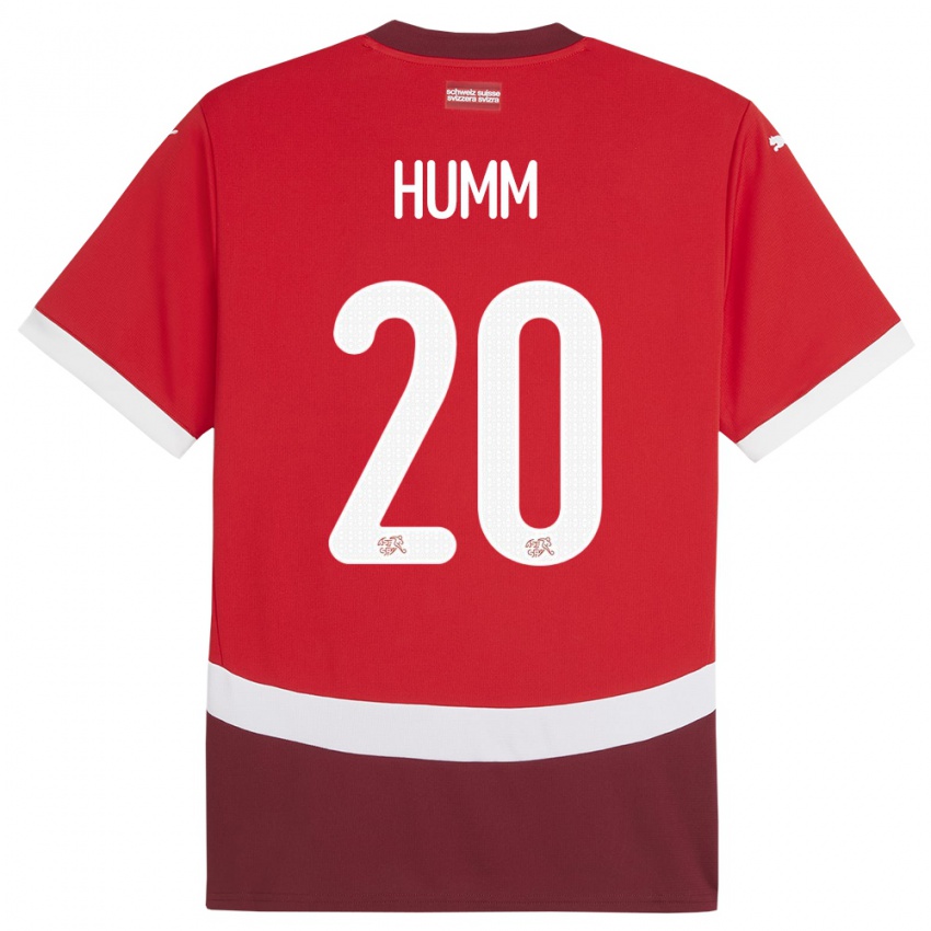 Enfant Maillot Suisse Fabienne Humm #20 Rouge Tenues Domicile 24-26 T-Shirt Suisse