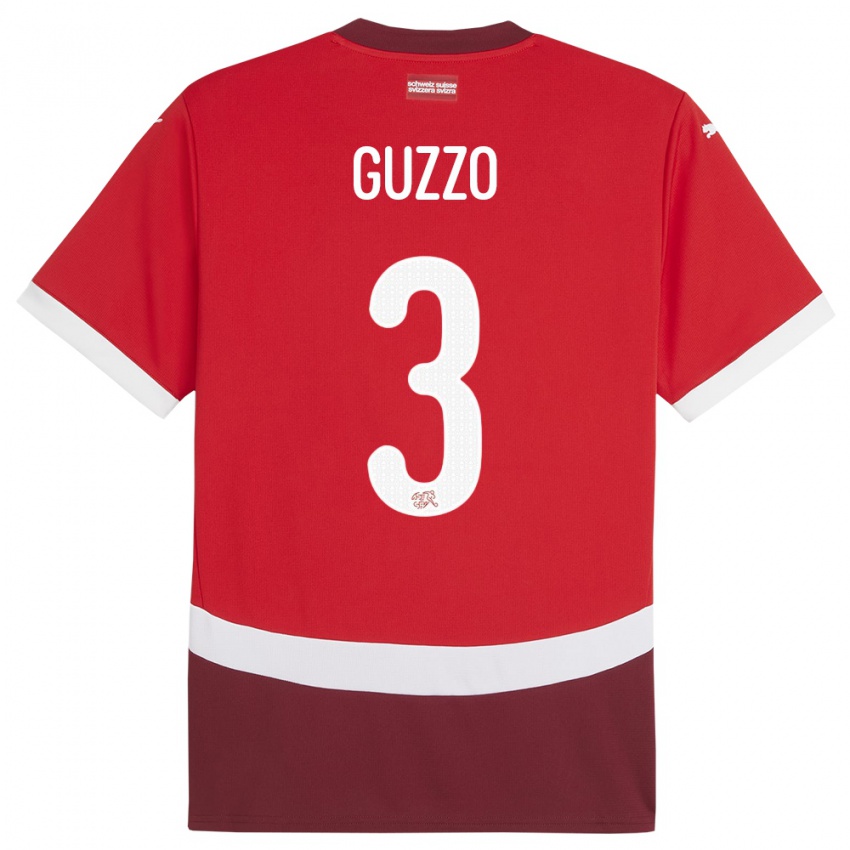 Enfant Maillot Suisse Ramon Guzzo #3 Rouge Tenues Domicile 24-26 T-Shirt Suisse