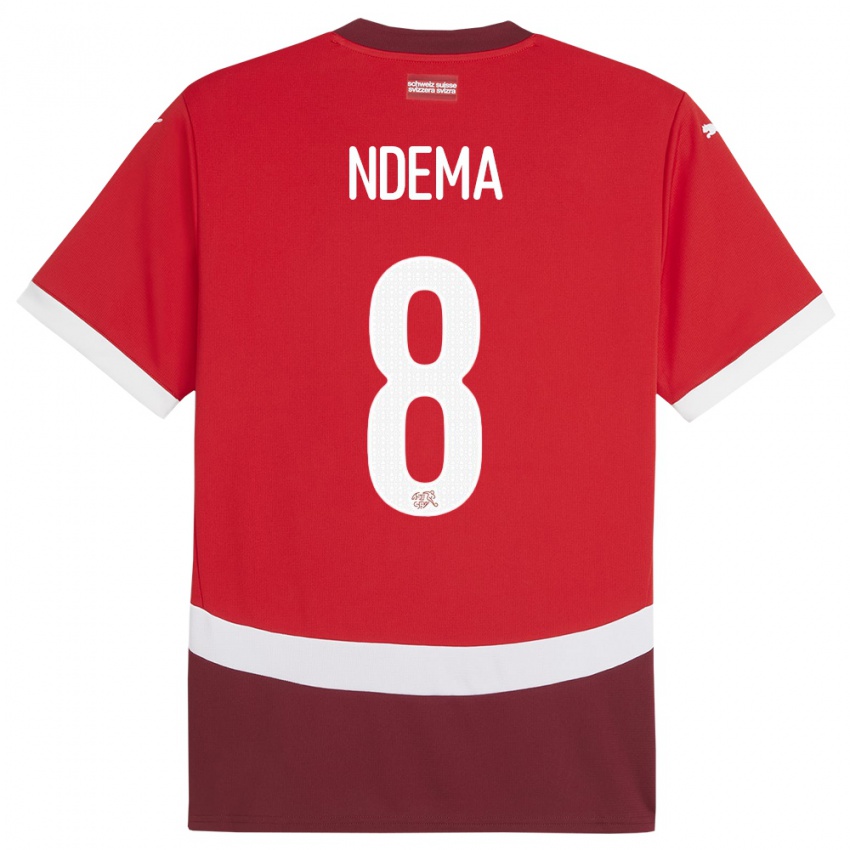 Enfant Maillot Suisse Lois Ndema #8 Rouge Tenues Domicile 24-26 T-Shirt Suisse