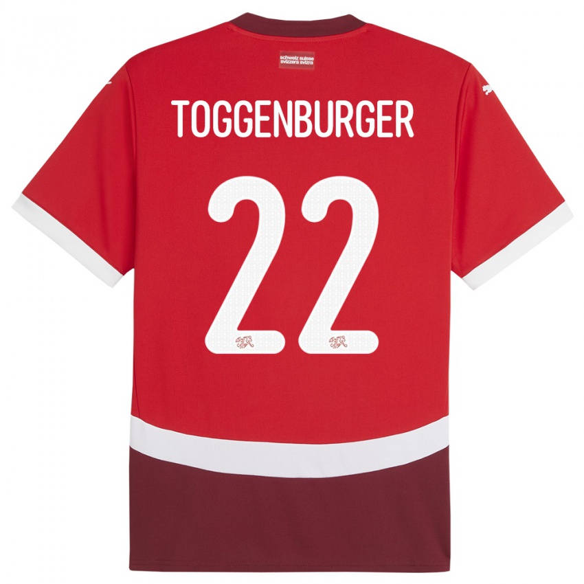 Enfant Maillot Suisse Nando Toggenburger #22 Rouge Tenues Domicile 24-26 T-Shirt Suisse