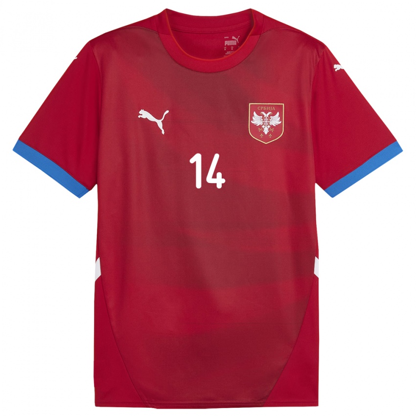 Kinder Serbien Vesna Milivojevic #14 Rot Heimtrikot Trikot 24-26 T-Shirt Schweiz