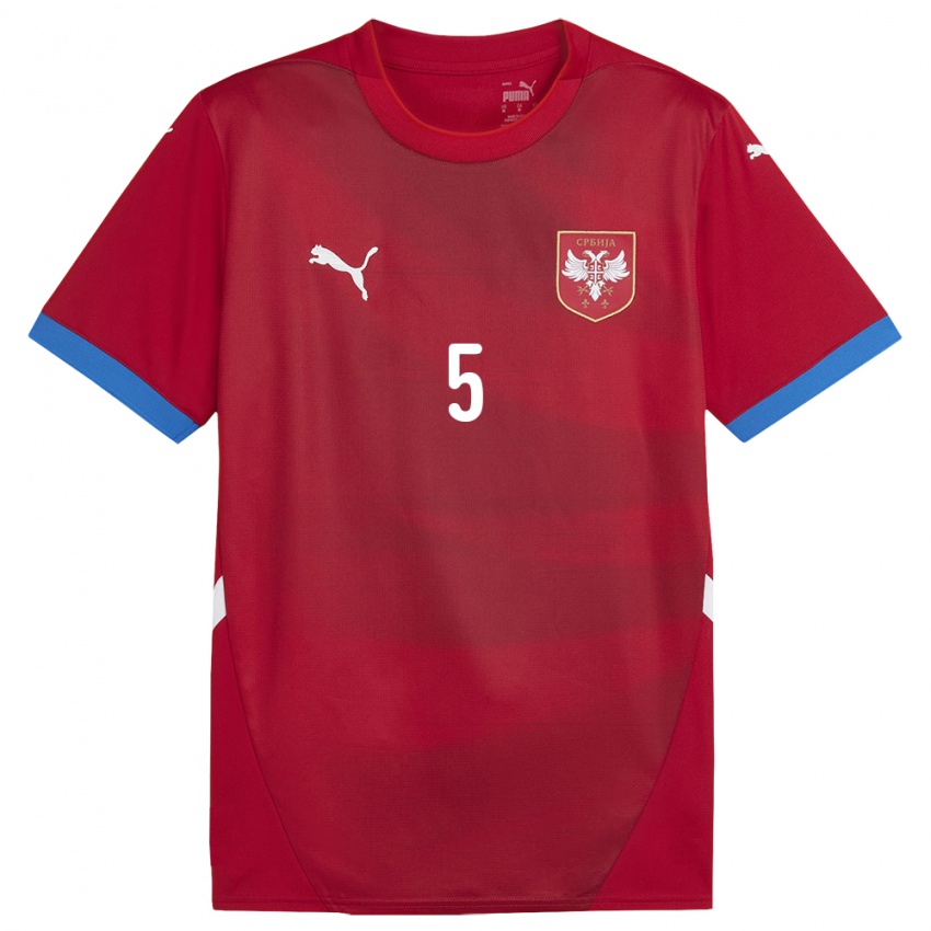 Kinder Serbien Strahinja Erakovic #5 Rot Heimtrikot Trikot 24-26 T-Shirt Schweiz