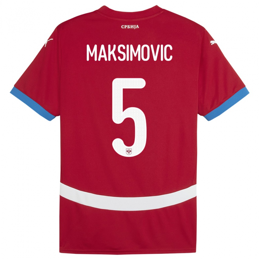 Kinder Serbien Nemanja Maksimovic #5 Rot Heimtrikot Trikot 24-26 T-Shirt Schweiz