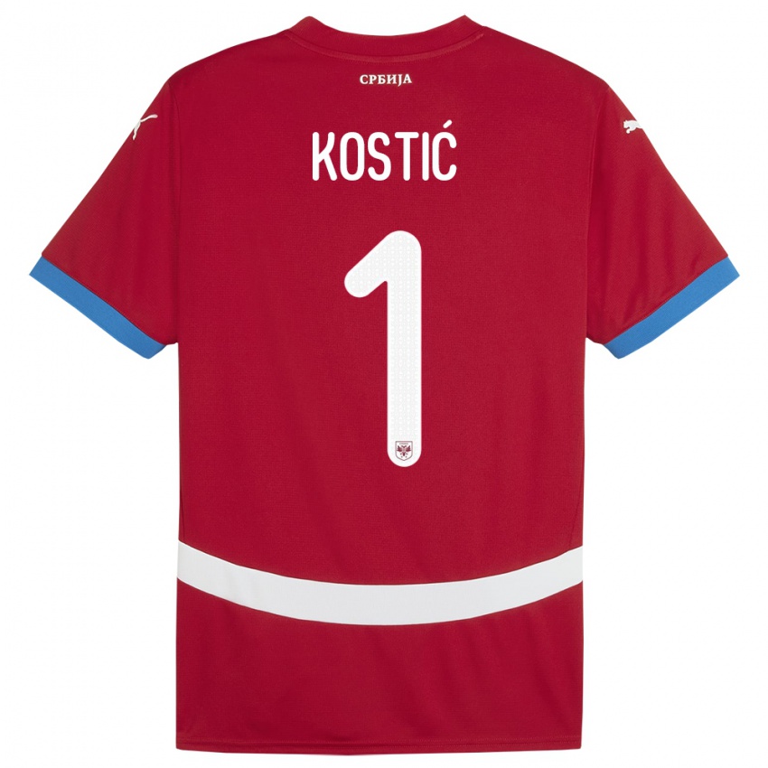 Kinder Serbien Milica Kostic #1 Rot Heimtrikot Trikot 24-26 T-Shirt Schweiz