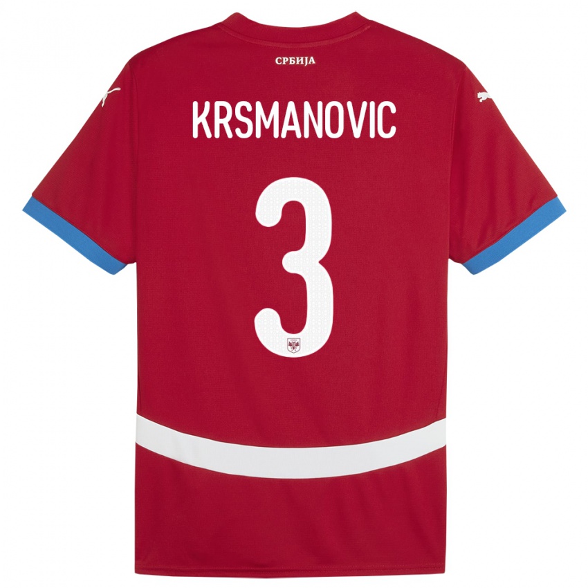 Kinder Serbien Nemanja Krsmanovic #3 Rot Heimtrikot Trikot 24-26 T-Shirt Schweiz