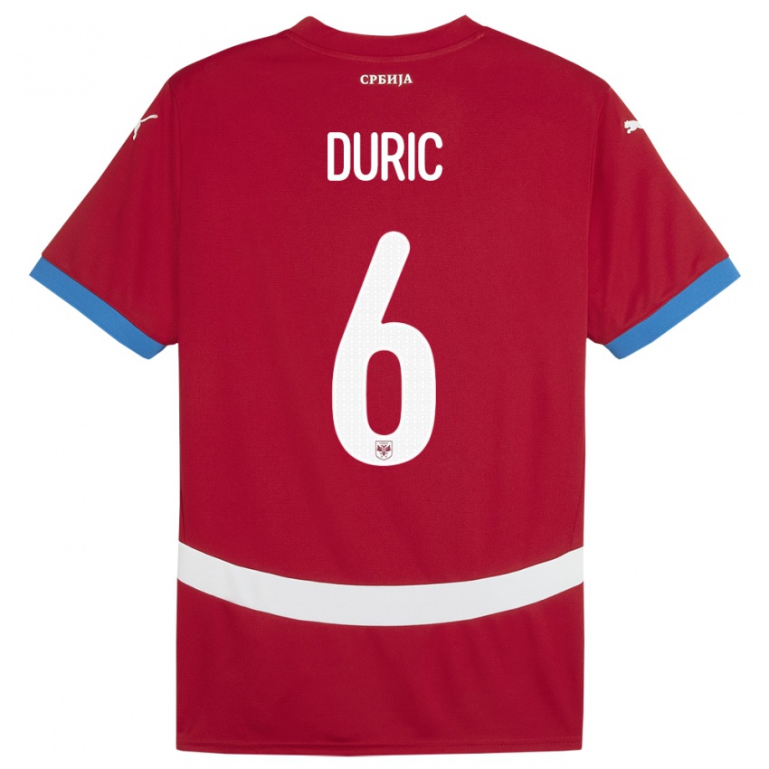 Kinder Serbien Andrej Duric #6 Rot Heimtrikot Trikot 24-26 T-Shirt Schweiz