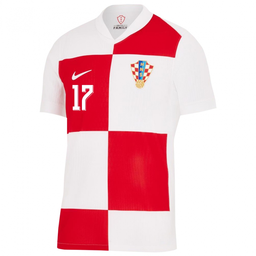 Kinder Kroatien Jakov Anton Vasilj #17 Weiß Rot Heimtrikot Trikot 24-26 T-Shirt Schweiz