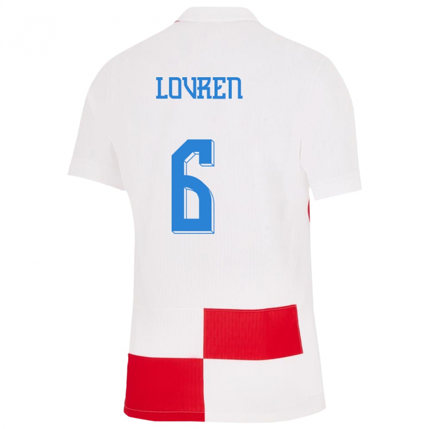 Kinder Kroatien Dejan Lovren #6 Weiß Rot Heimtrikot Trikot 24-26 T-Shirt Schweiz