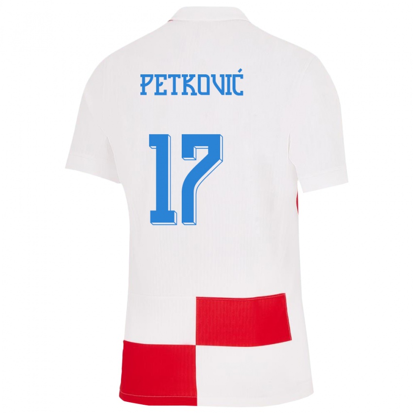 Kinder Kroatien Bruno Petkovic #17 Weiß Rot Heimtrikot Trikot 24-26 T-Shirt Schweiz