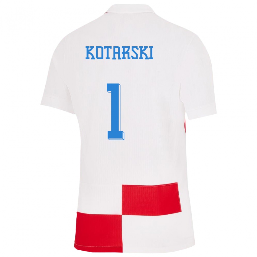 Kinder Kroatien Dominik Kotarski #1 Weiß Rot Heimtrikot Trikot 24-26 T-Shirt Schweiz