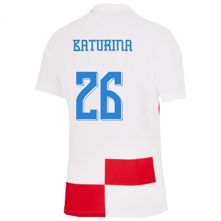 Kinder Kroatien Martin Baturina #26 Weiß Rot Heimtrikot Trikot 24-26 T-Shirt Schweiz