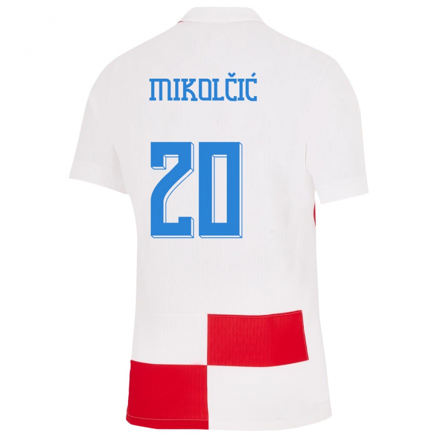 Kinder Kroatien Simun Mikolcic #20 Weiß Rot Heimtrikot Trikot 24-26 T-Shirt Schweiz