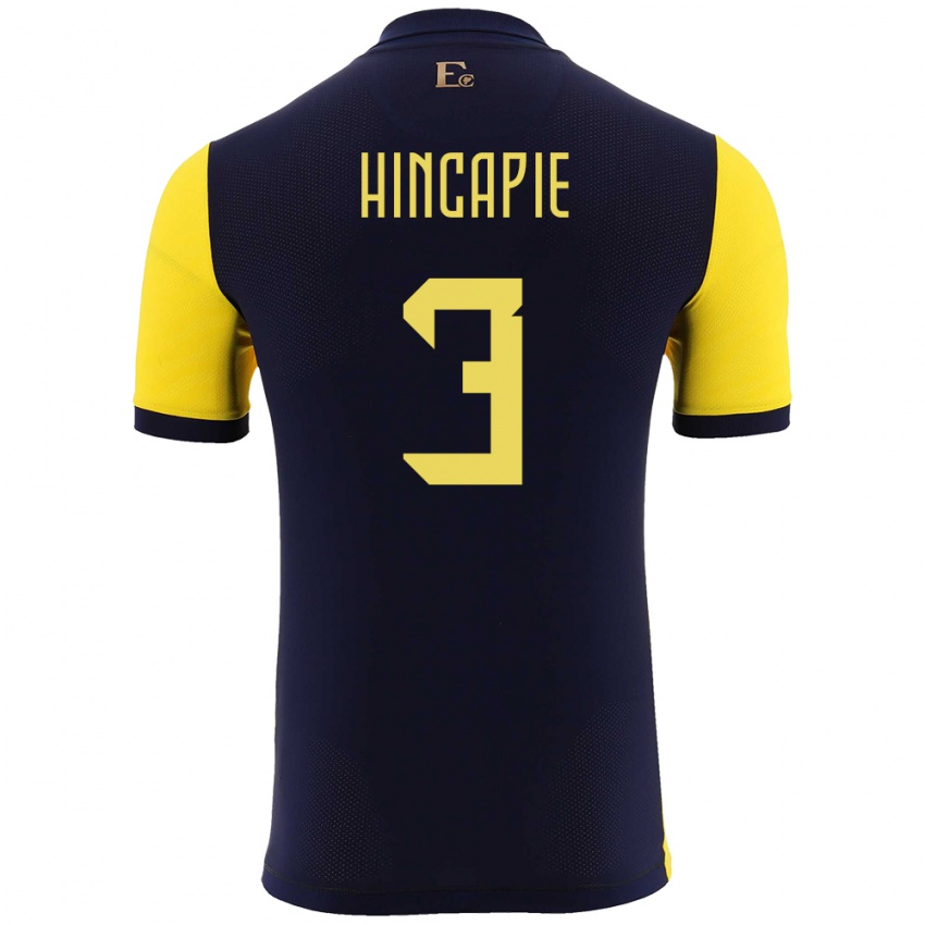 Kinder Ecuador Piero Hincapie #3 Gelb Heimtrikot Trikot 24-26 T-Shirt Schweiz
