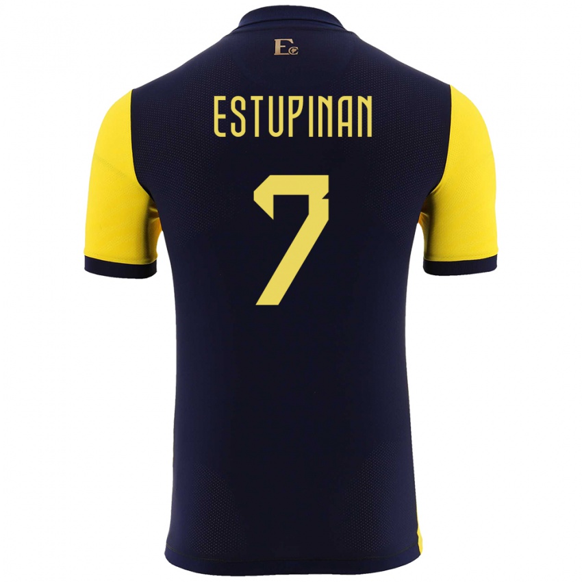 Kinder Ecuador Pervis Estupinan #7 Gelb Heimtrikot Trikot 24-26 T-Shirt Schweiz