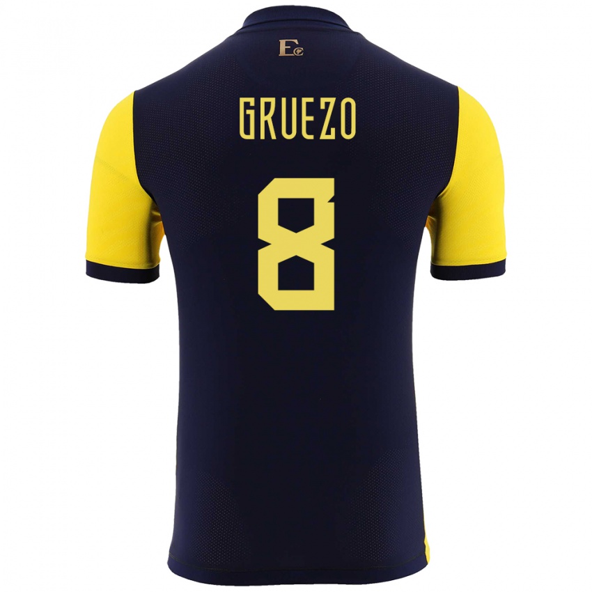 Kinder Ecuador Carlos Gruezo #8 Gelb Heimtrikot Trikot 24-26 T-Shirt Schweiz