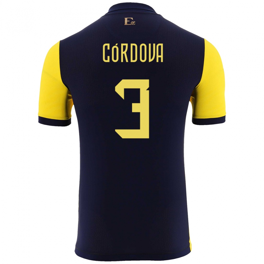 Kinder Ecuador Luis Cordova #3 Gelb Heimtrikot Trikot 24-26 T-Shirt Schweiz