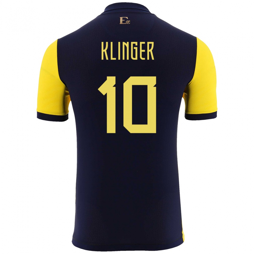 Kinder Ecuador Jose Klinger #10 Gelb Heimtrikot Trikot 24-26 T-Shirt Schweiz