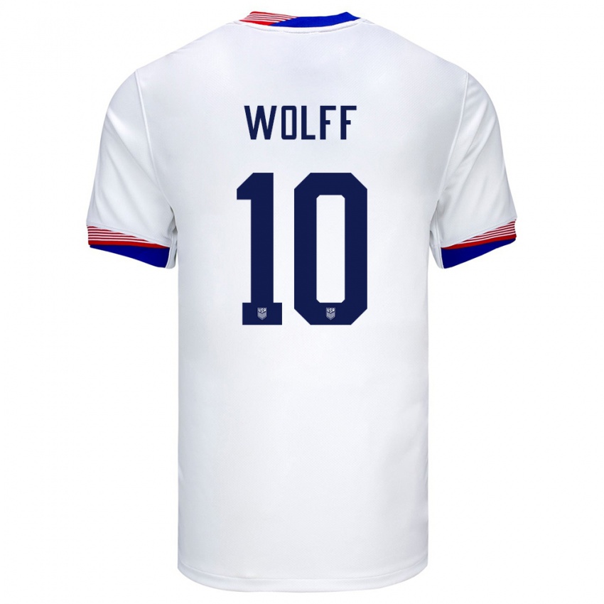 Kinder Vereinigte Staaten Owen Wolff #10 Weiß Heimtrikot Trikot 24-26 T-Shirt Schweiz