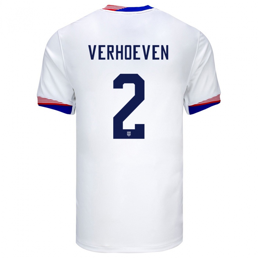 Kinder Vereinigte Staaten Oscar Verhoeven #2 Weiß Heimtrikot Trikot 24-26 T-Shirt Schweiz