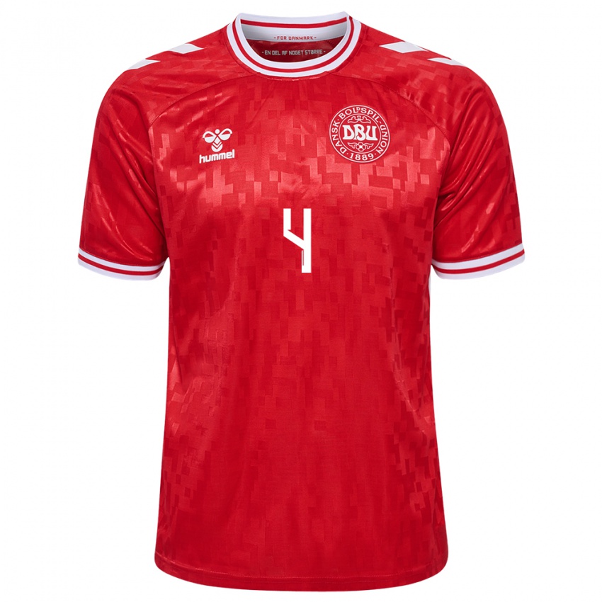 Kinder Dänemark Noah Markmann #4 Rot Heimtrikot Trikot 24-26 T-Shirt Schweiz