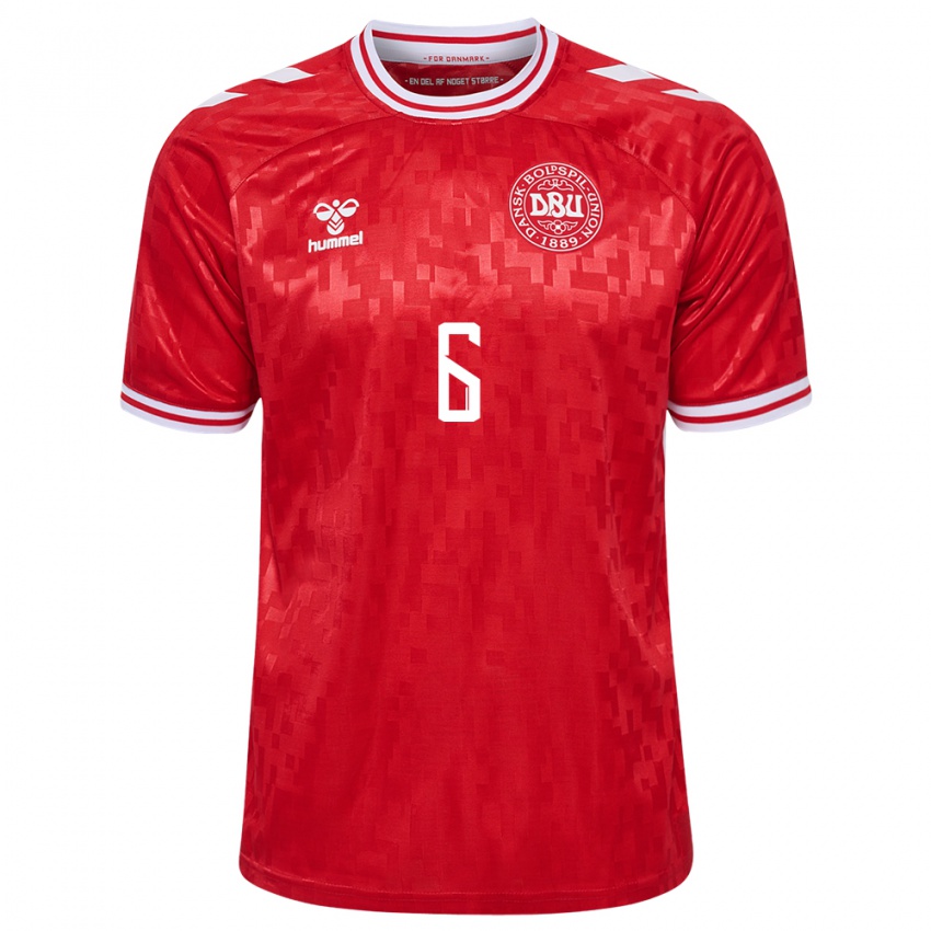 Kinder Dänemark Noah Lassen #6 Rot Heimtrikot Trikot 24-26 T-Shirt Schweiz