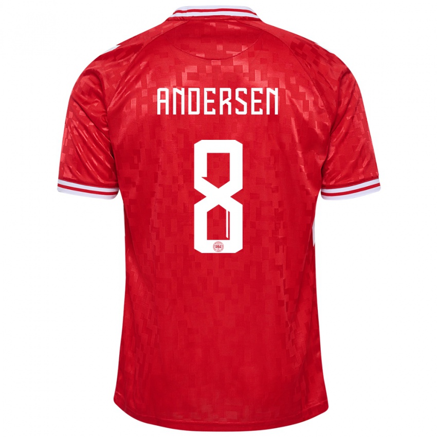 Kinder Dänemark Silas Andersen #8 Rot Heimtrikot Trikot 24-26 T-Shirt Schweiz