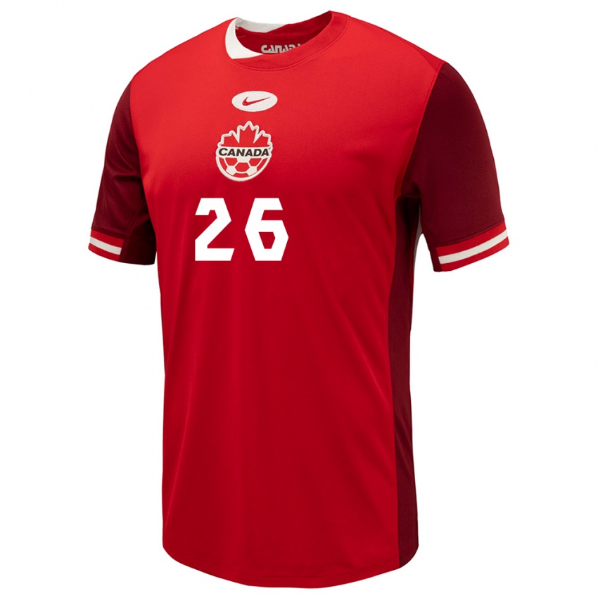 Enfant Maillot Canada Luca Koleosho #26 Rouge Tenues Domicile 24-26 T-Shirt Suisse