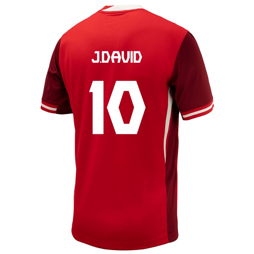 Enfant Maillot Canada Jonathan David #10 Rouge Tenues Domicile 24-26 T-Shirt Suisse