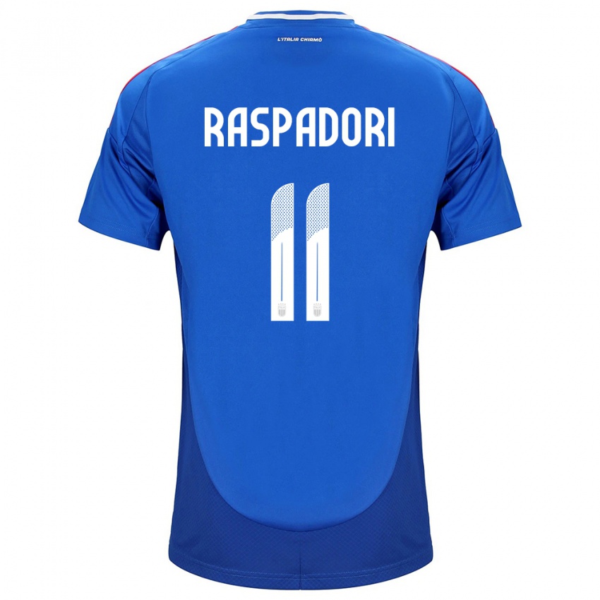 Kinder Italien Giacomo Raspadori #11 Blau Heimtrikot Trikot 24-26 T-Shirt Schweiz