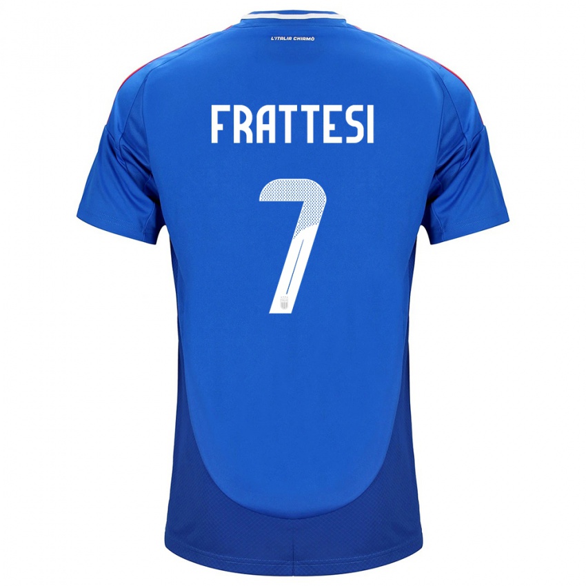 Kinder Italien Davide Frattesi #7 Blau Heimtrikot Trikot 24-26 T-Shirt Schweiz