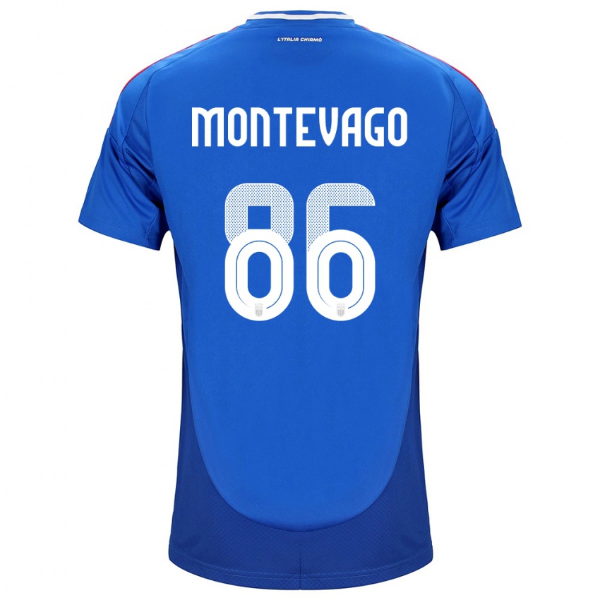 Kinder Italien Daniele Montevago #86 Blau Heimtrikot Trikot 24-26 T-Shirt Schweiz