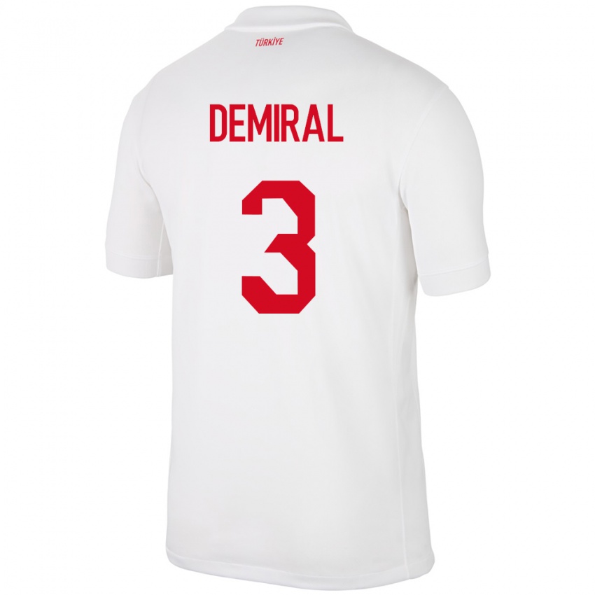 Kinder Türkei Merih Demiral #3 Weiß Heimtrikot Trikot 24-26 T-Shirt Schweiz