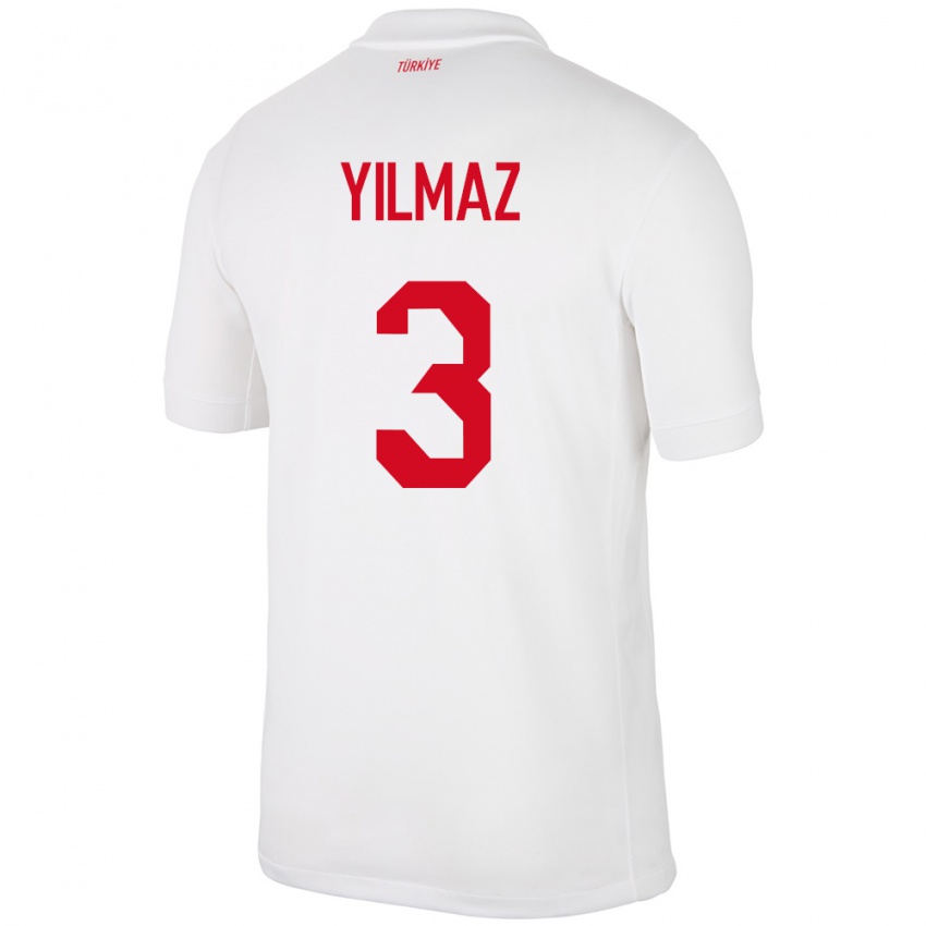 Kinder Türkei Berkay Yılmaz #3 Weiß Heimtrikot Trikot 24-26 T-Shirt Schweiz