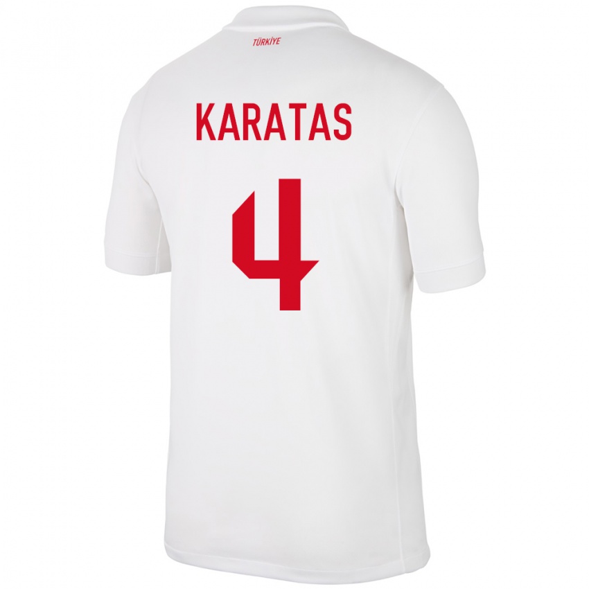 Kinder Türkei Eda Karataş #4 Weiß Heimtrikot Trikot 24-26 T-Shirt Schweiz