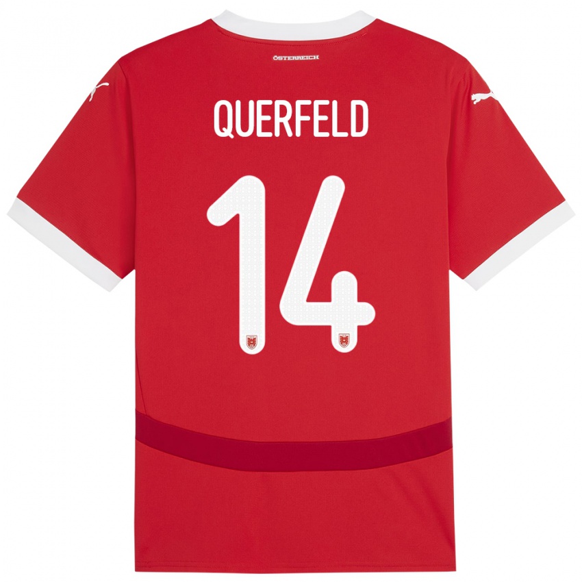 Kinder Österreich Leopold Querfeld #14 Rot Heimtrikot Trikot 24-26 T-Shirt Schweiz