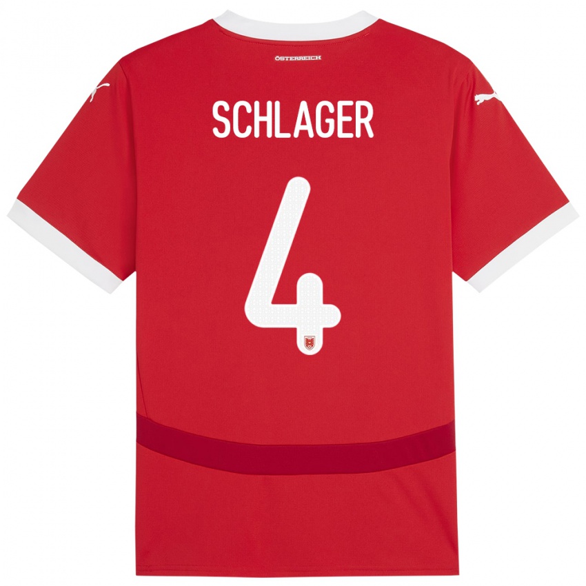 Kinder Österreich Xaver Schlager #4 Rot Heimtrikot Trikot 24-26 T-Shirt Schweiz