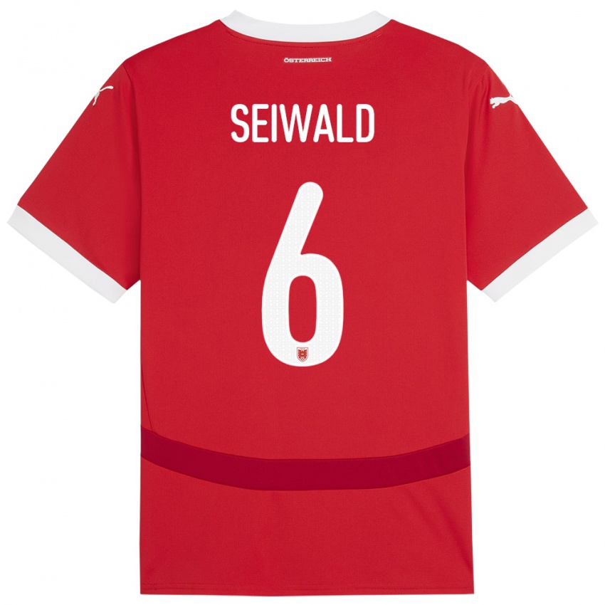 Kinder Österreich Nicolas Seiwald #6 Rot Heimtrikot Trikot 24-26 T-Shirt Schweiz