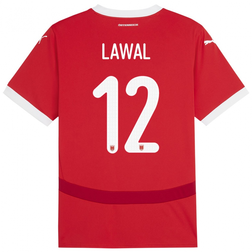 Kinder Österreich Tobias Lawal #12 Rot Heimtrikot Trikot 24-26 T-Shirt Schweiz