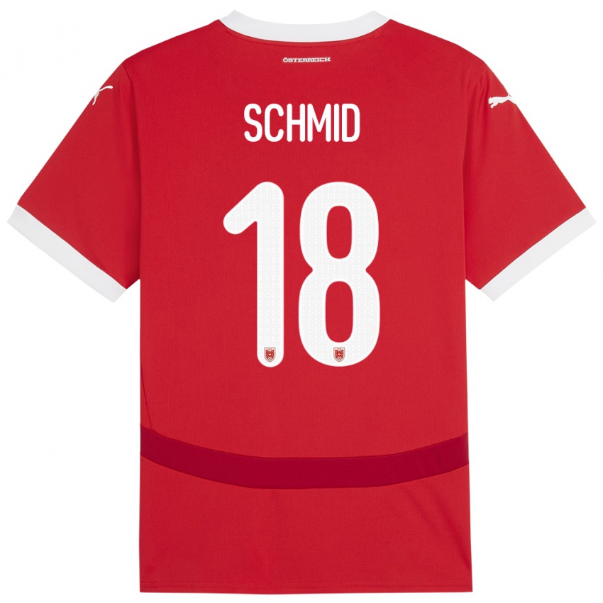 Kinder Österreich Romano Schmid #18 Rot Heimtrikot Trikot 24-26 T-Shirt Schweiz