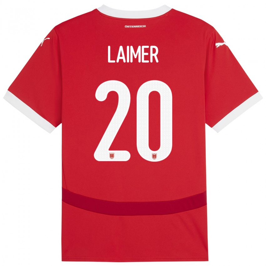 Kinder Österreich Konrad Laimer #20 Rot Heimtrikot Trikot 24-26 T-Shirt Schweiz