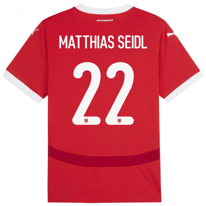 Kinder Österreich Matthias Seidl #22 Rot Heimtrikot Trikot 24-26 T-Shirt Schweiz