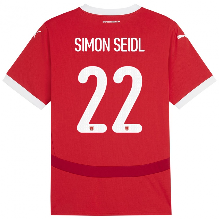 Kinder Österreich Simon Seidl #22 Rot Heimtrikot Trikot 24-26 T-Shirt Schweiz