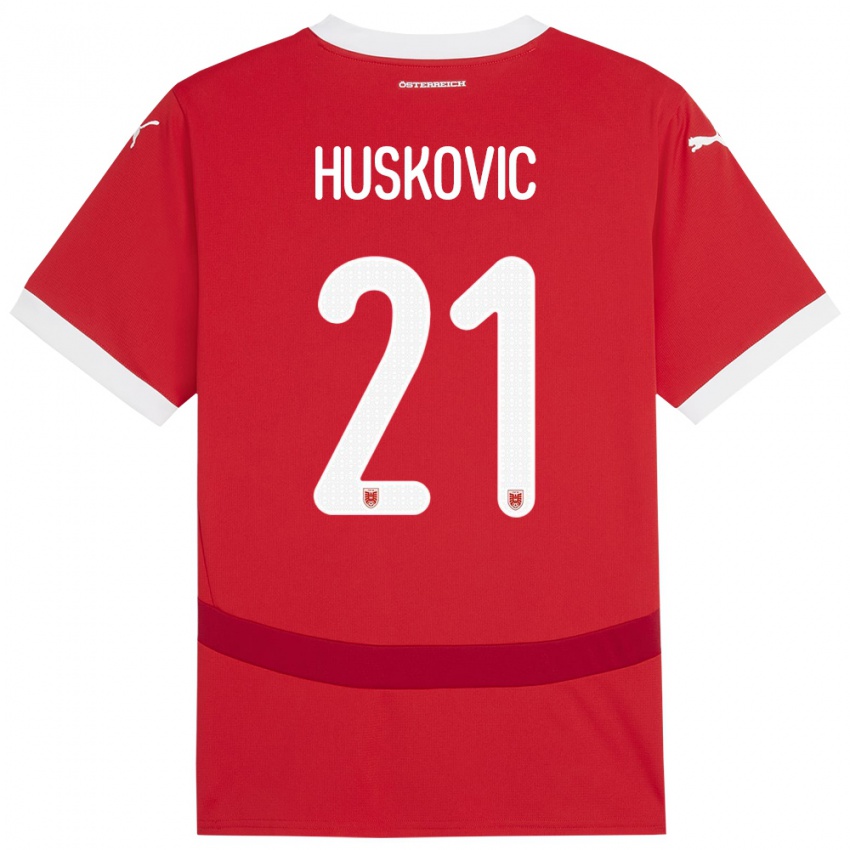 Kinder Österreich Muharem Huskovic #21 Rot Heimtrikot Trikot 24-26 T-Shirt Schweiz