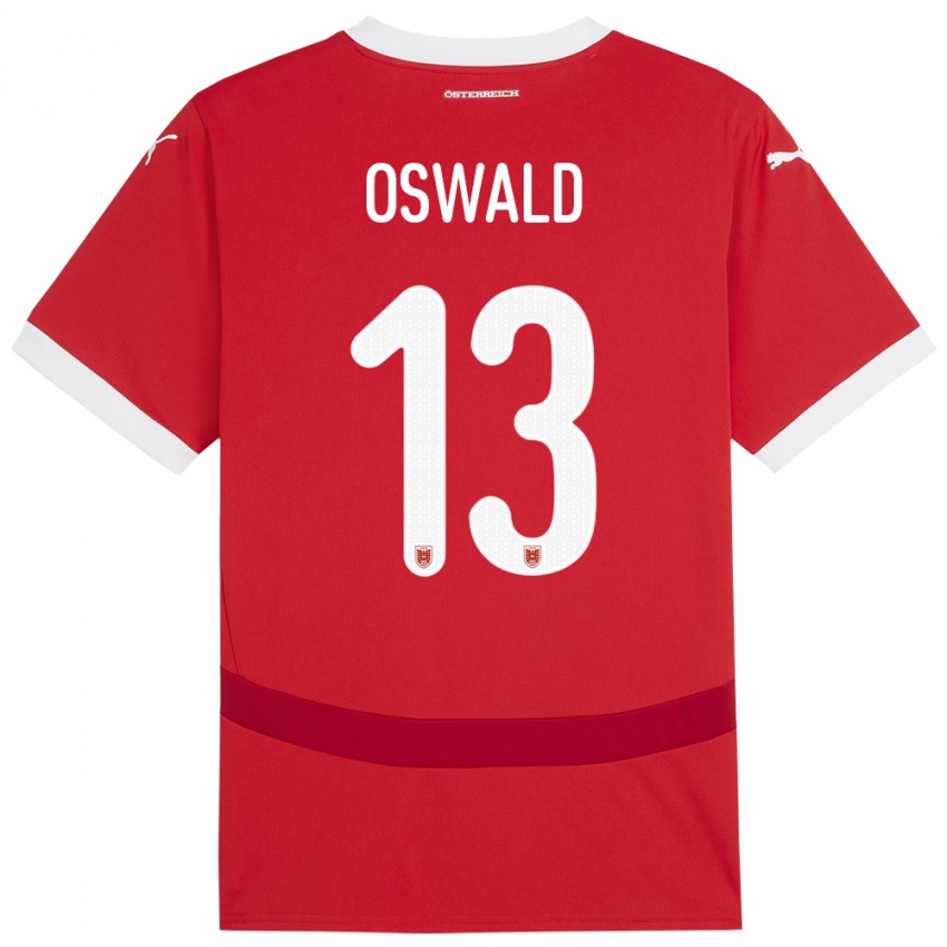 Kinder Österreich Moritz Oswald #13 Rot Heimtrikot Trikot 24-26 T-Shirt Schweiz