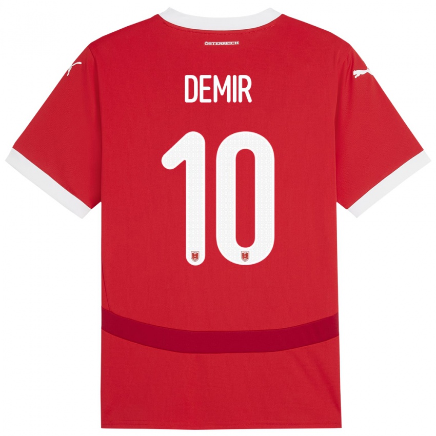 Kinder Österreich Yusuf Demir #10 Rot Heimtrikot Trikot 24-26 T-Shirt Schweiz