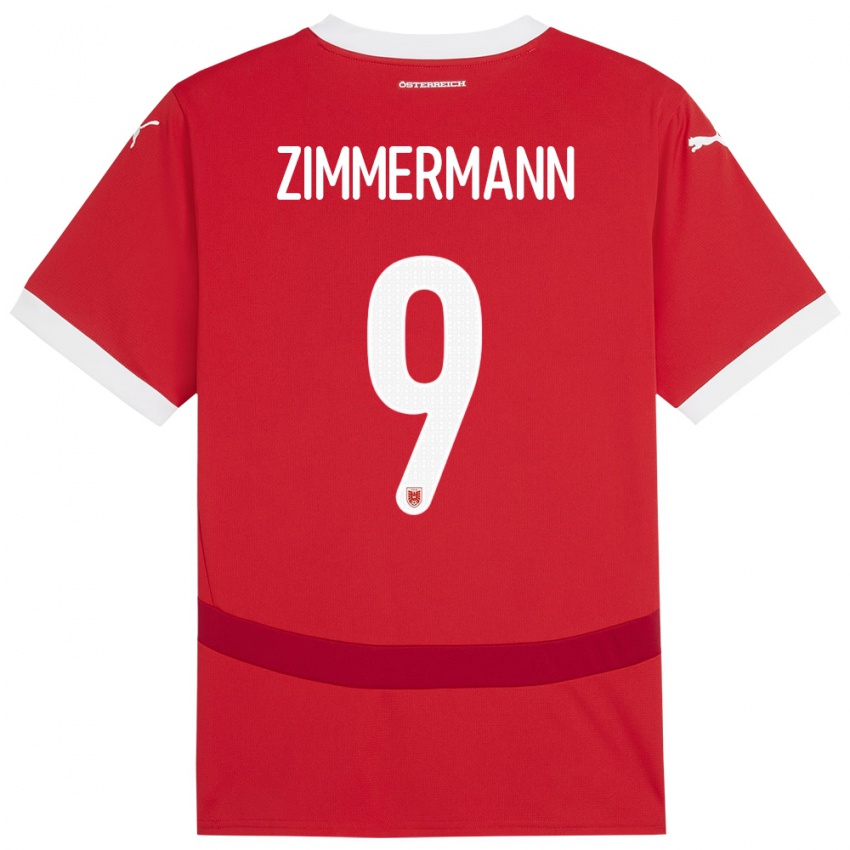 Kinder Österreich Bernhard Zimmermann #9 Rot Heimtrikot Trikot 24-26 T-Shirt Schweiz