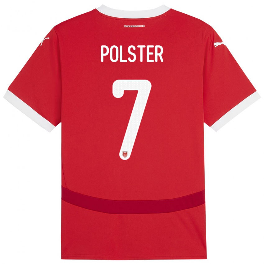 Kinder Österreich Manuel Polster #7 Rot Heimtrikot Trikot 24-26 T-Shirt Schweiz