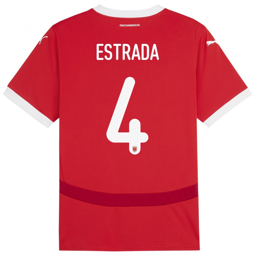 Kinder Österreich Pascal Estrada #4 Rot Heimtrikot Trikot 24-26 T-Shirt Schweiz